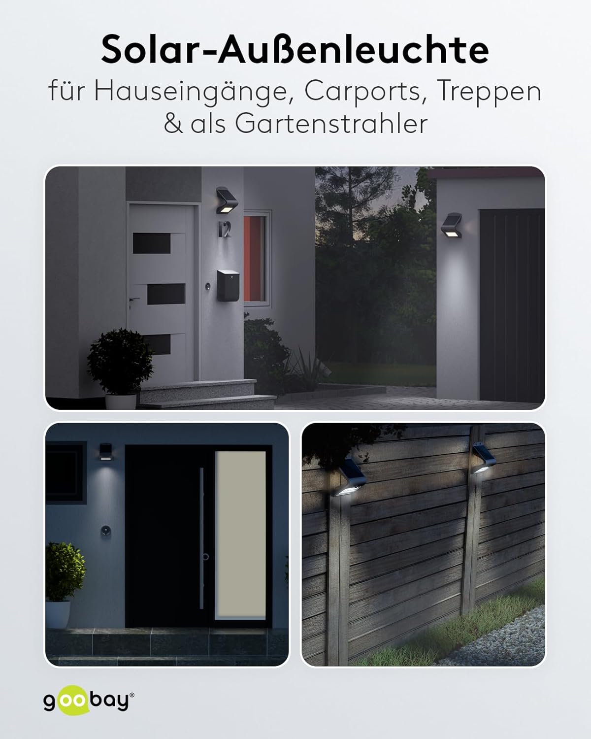 LED Solarleuchte Außenstrahler mit Bewegungsmelder Aussen / 3,2W Solar Lampe Outdoor / IP65 Gartenstrahler / Außenlampe mit Bewegungsmelder PIR Sensor / Schwarz [Energieklasse A++]