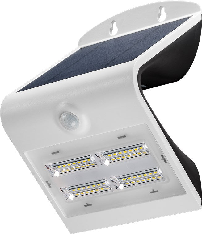 Goobay LED Solarleuchte Außenstrahler mit Bewegungsmelder Aussen / 3,2W Solar Lampe Outdoor / IP65 Gartenstrahler / Außenlampe mit Bewegungsmelder PIR Sensor / Weiß [Energieklasse A++]