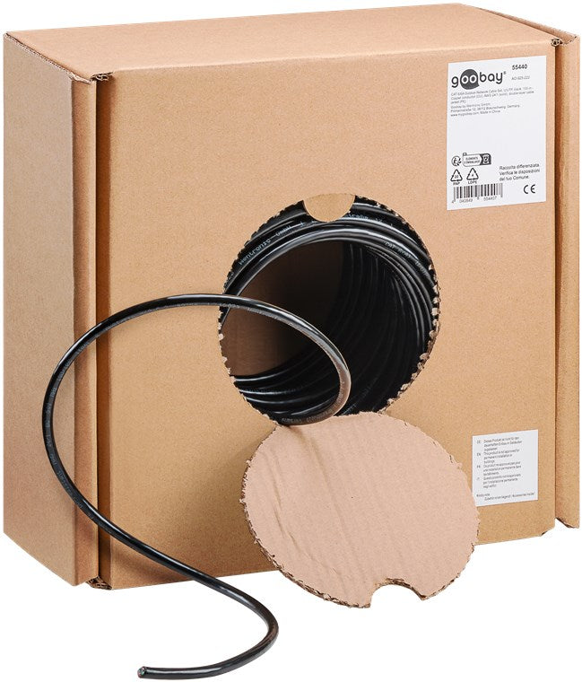 100m CAT.6A Outdoor Netzwerkkabel-Set, U/UTP, schwarz