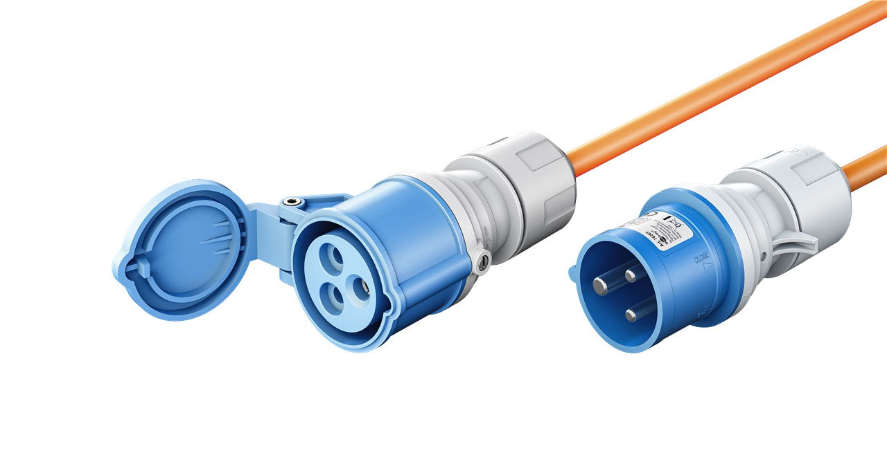 goobay CEE-Verlängerungskabel für Wohnwagen 10 m CEE-Stecker auf CEE-Buchse mit Verschlusskappe, IP44, Kabel für Camping, Wohnmobil und Wohnwagen