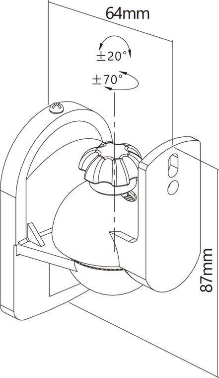 Goobay Wandlautsprecherhalterung – Universalhalterung für Lautsprecher (3,5 kg) – 20° Neigungs- & 70° Schwenkverstellung – sichere und einfache Installation – werkzeuglose Ausrichtung –Schwarz