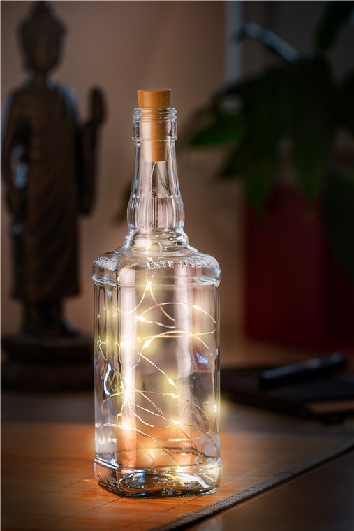 goobay 10er Set Flaschenlicht, 2m Lichterkette mit 20 LED zum Einlegen