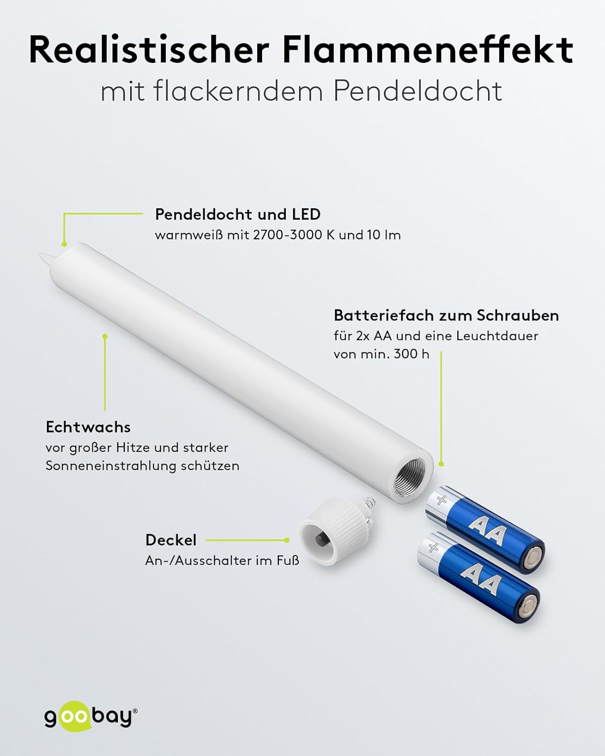 LED Stabkerzen mit Timerfunktion / LED Kerzen mit Fernbedienung / Warmes Licht LED Kerze / LED Echtwachskerzen flackernde Flamme / Elektrische Kerzen 5er Set / Weiß