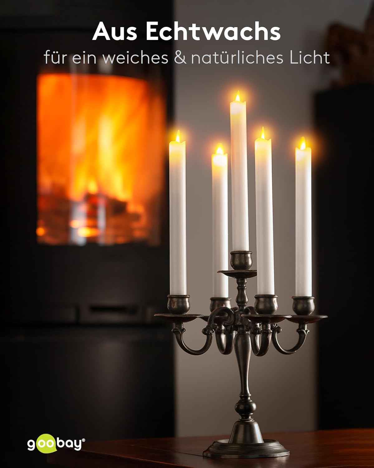 LED Stabkerzen mit Timerfunktion / LED Kerzen mit Fernbedienung / Warmes Licht LED Kerze / LED Echtwachskerzen flackernde Flamme / Elektrische Kerzen 5er Set / Weiß