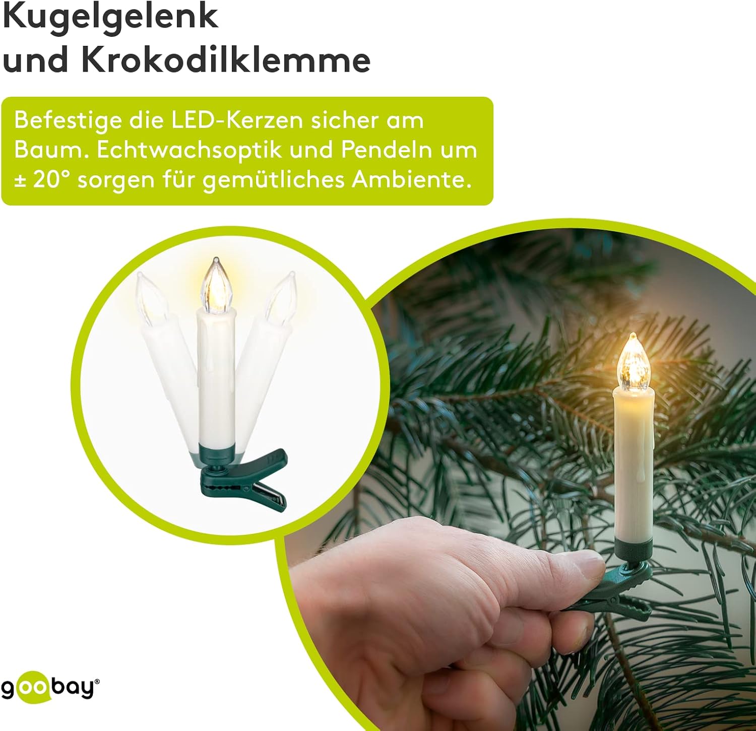 Kabellose LED Weihnachtsbaumkerzen mit Timerfunktion / LED Kerzen mit Fernbedienung/Flackernde Flamme Christbaumkerzen / Elektrische Kerzen/Baumkerzen 10er Set / Weiß