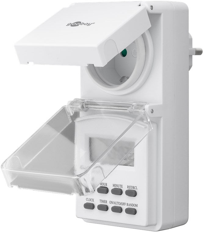 Digitale Zeitschaltuhr / IP44 / Programmierbar / Indoor und Outdoor / LCD Display / Leicht zu bedienende / -10°C - 40°C / Dauerbetrieb möglich / Back Up Akku für 4 Tage / Weiß