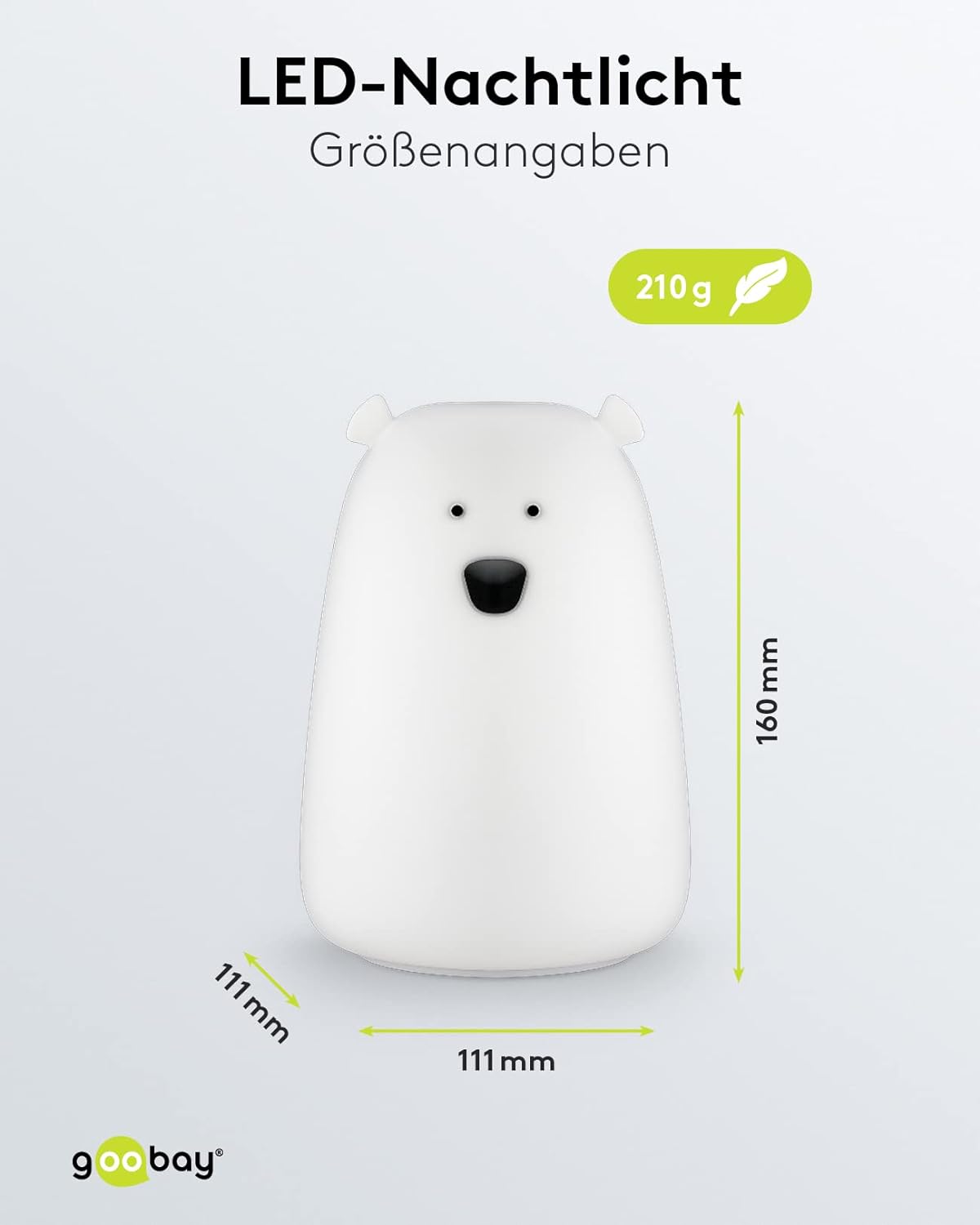 LED Nachtlicht Eisbär/geeignet als Einschlafhilfe, Stilllicht und Kinderzimmer Deko/leuchtet in warmweißem Licht, 7 Farbwechsel und 3 Leuchtmodi