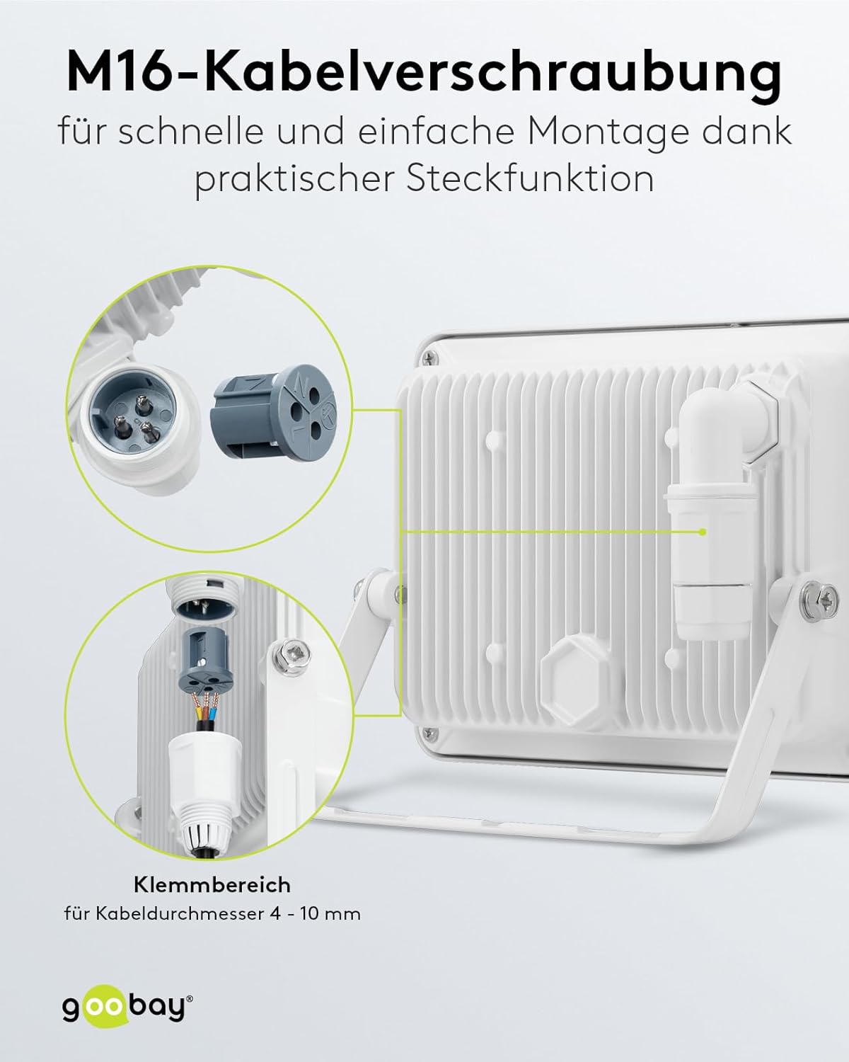 LED Strahler Außen 50W / Außenstrahler IP65 / Neutralweißes Licht 4250 lm/LED Scheinwerfer Fluter Wandmontage / IP65 Gartenstrahler/Weiß [Energieklasse F]