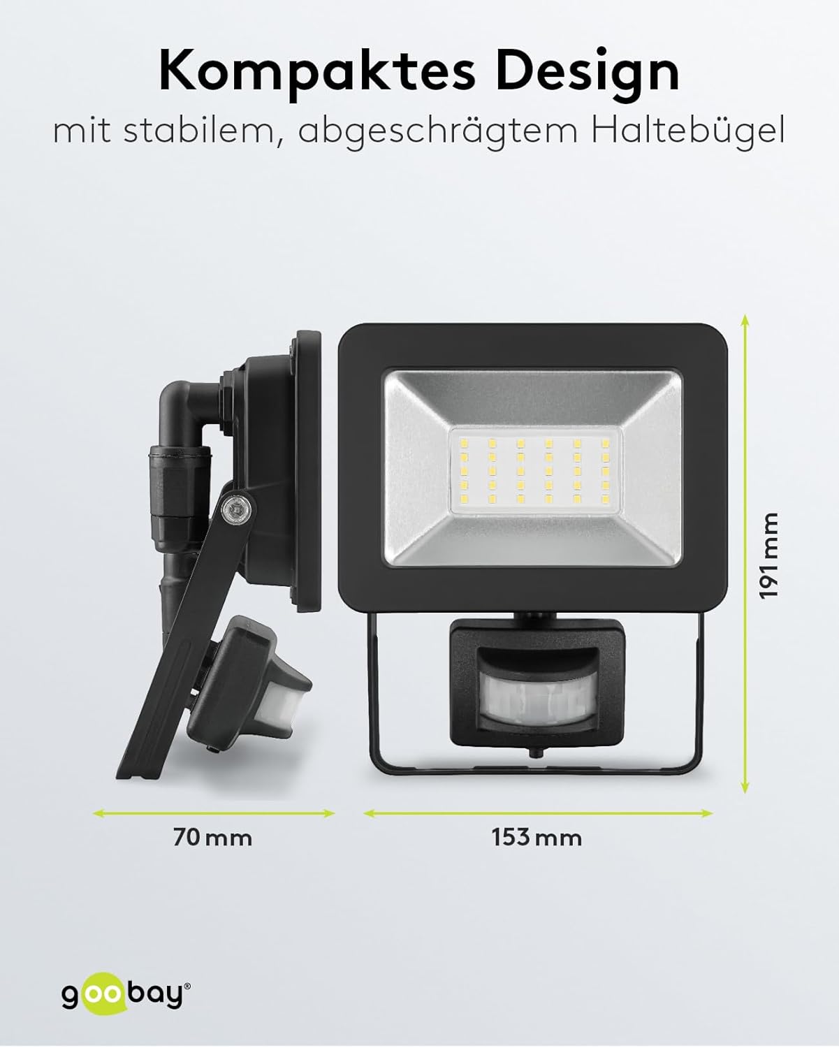 LED Strahler Bewegungsmelder Außen 30W / PIR Sensor Außenstrahler IP44 / Neutralweißes Licht 2550 lm / LED Scheinwerfer Fluter Wandmontage / Gartenstrahler / Schwarz