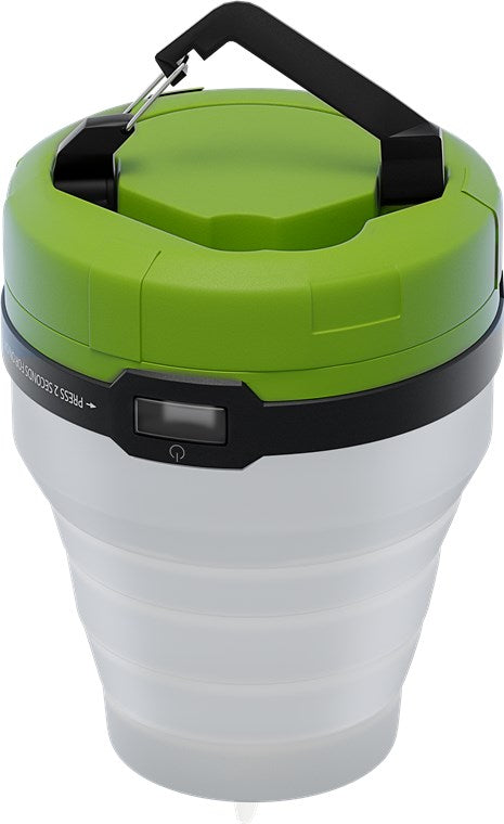 goobay LED Campingleuchte / 1 Watt / 3 in 1 faltbar / Lichtstrom 90lm / Hängelampe / Led Taschenlampe / Nachttischlampe für Camping und Outdoor Aktivitäten / Camper must haves / Weiß, Grün