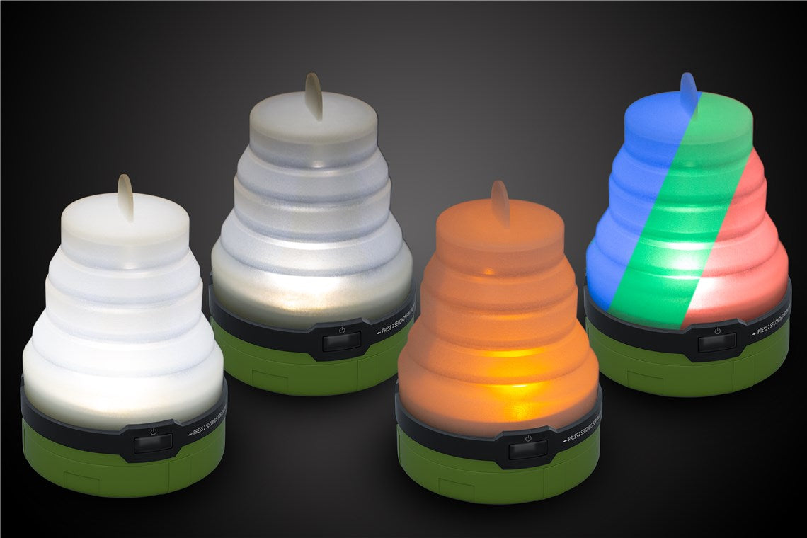 goobay LED Campingleuchte / 1 Watt / 3 in 1 faltbar / Lichtstrom 90lm / Hängelampe / Led Taschenlampe / Nachttischlampe für Camping und Outdoor Aktivitäten / Camper must haves / Weiß, Grün