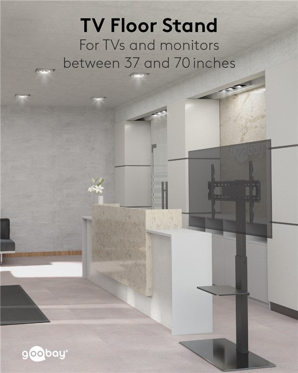 goobay TV Standfuss für Fernseher und Monitore zwischen 37“ und 70 Zoll (94-180cm) / Schwenkbar und Höhenverstellbar / Fernsehständer für Flat TV & Curved TV bis 40 kg Schwarz