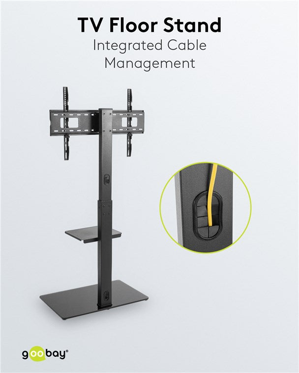 goobay TV Standfuss für Fernseher und Monitore zwischen 37“ und 70 Zoll (94-180cm) / Schwenkbar und Höhenverstellbar / Fernsehständer für Flat TV & Curved TV bis 40 kg Schwarz