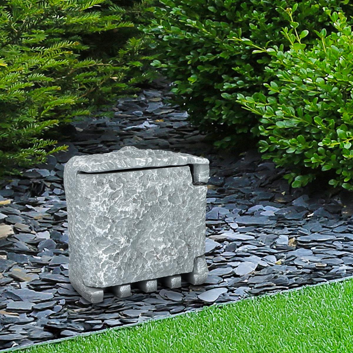 Gartensteckdose in Steinoptik IP44 - Ausführung: 2 Steckdosen mit Zeitschaltuhr / Timer