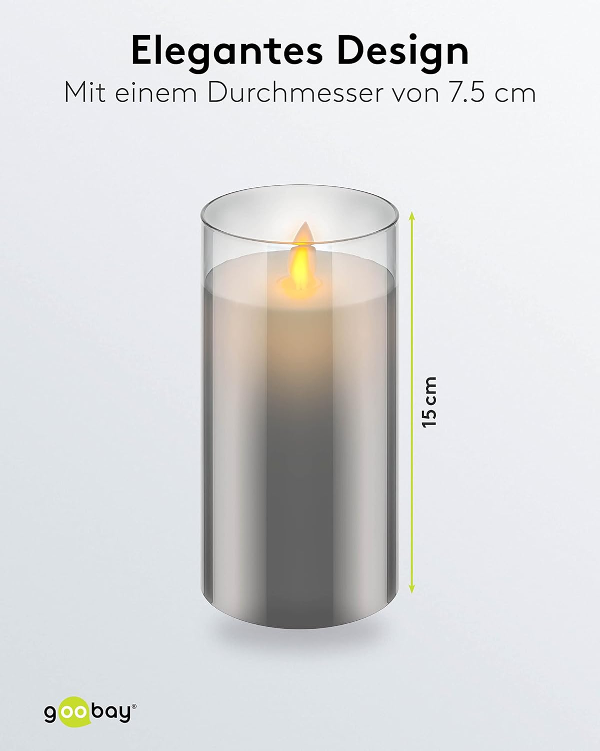 LED Echtwachskerze im Glas / 15cm hoch / Flammenlose Kerzen mit beweglicher Flamme / Batteriebetriebene Kerzen / LED Tisch Deko / LED-Kerzen mit Timer
