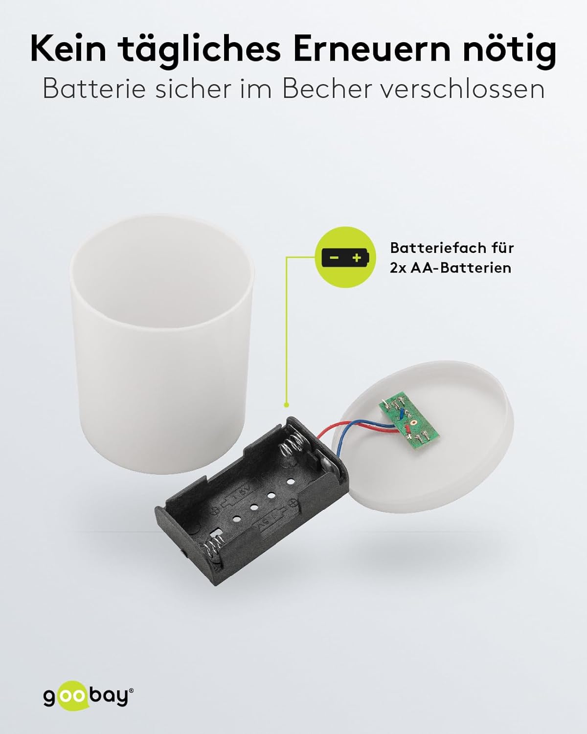 LED Grablicht mit Batterie/LED Grabkerzen Outdoor/Friedhof Kerzen/Grablichter/Ewiges Licht/Grablampe/Weiß/Batteriebetrieben 2x AA Mignon (Nicht im Lieferumfang enthalten)