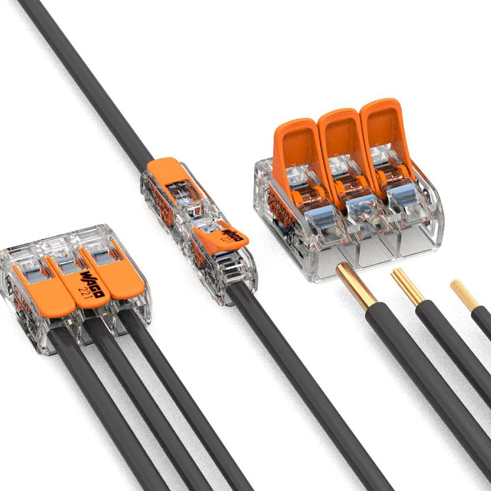 WAGO 2-Leiter Durchgangs-Verbinder mit Hebel 221-2411 | Nennquerschnitt: 4 mm², mit Hebel, 60 Stück, geeignet für alle Leiterarten, von ein-, fein- und mehrdrähtigen Leiter
