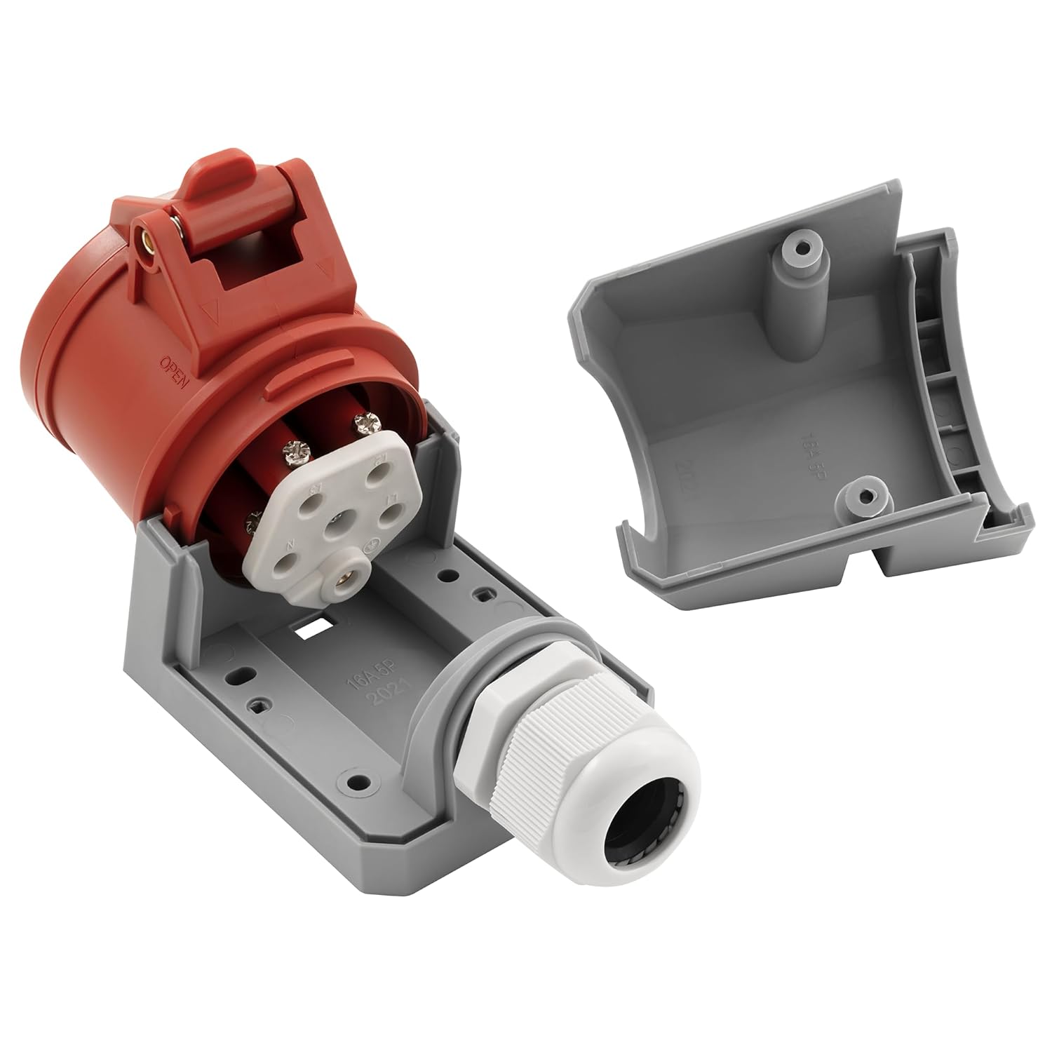 McPower CEE-Steckdose Wandmontage IP44 Kupplung | 415V, 16A Starkstrom Wandsteckdose | 5-polig für Wohnmobil Boot Aussenbereich Camping Caravan Industrie Handwerk