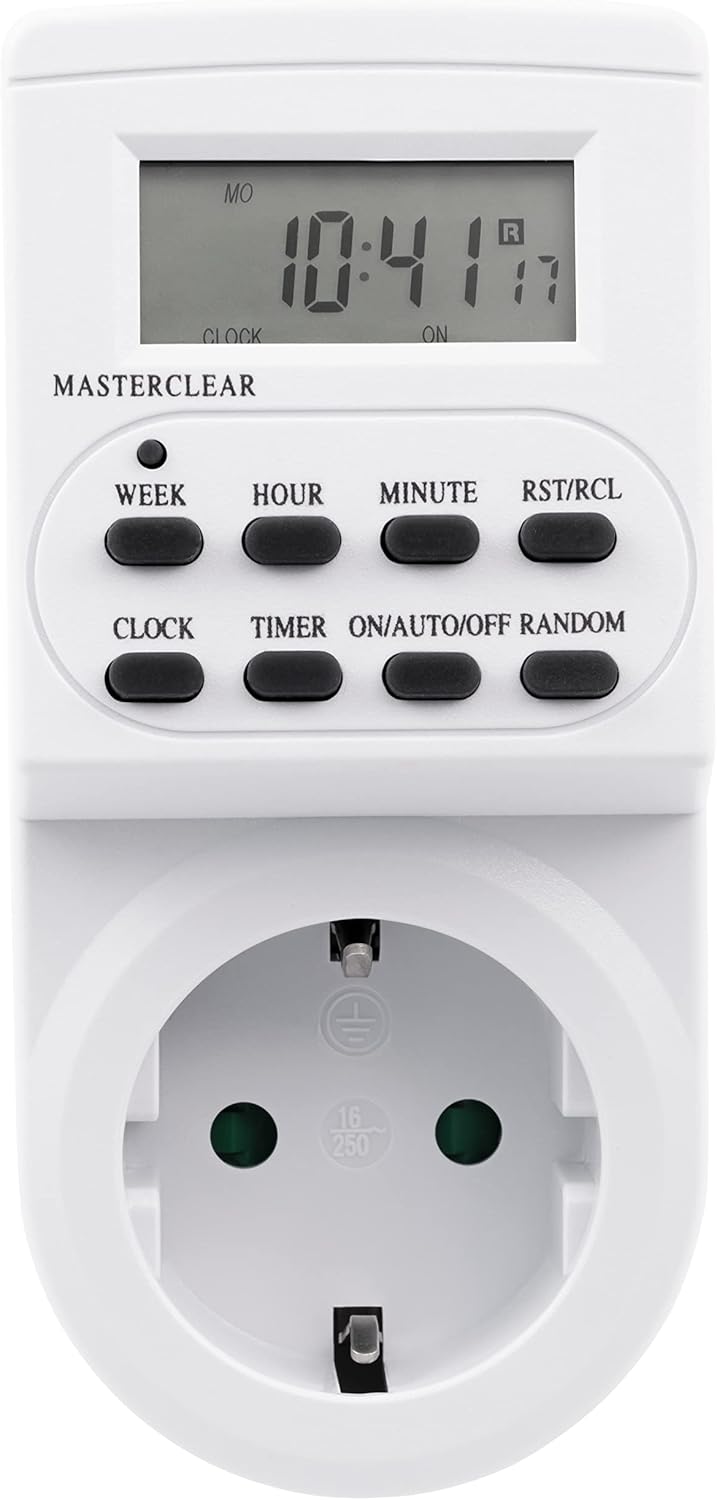 MC Power - Digitale Zeitschaltuhr | AZ-62 | Steckdosen-Timer mit 10 Schaltprogrammen, Wochenzeitschaltuhr, 12/24 Std. Zyklus, Backup-Akku, automatische Zeitsteuerung