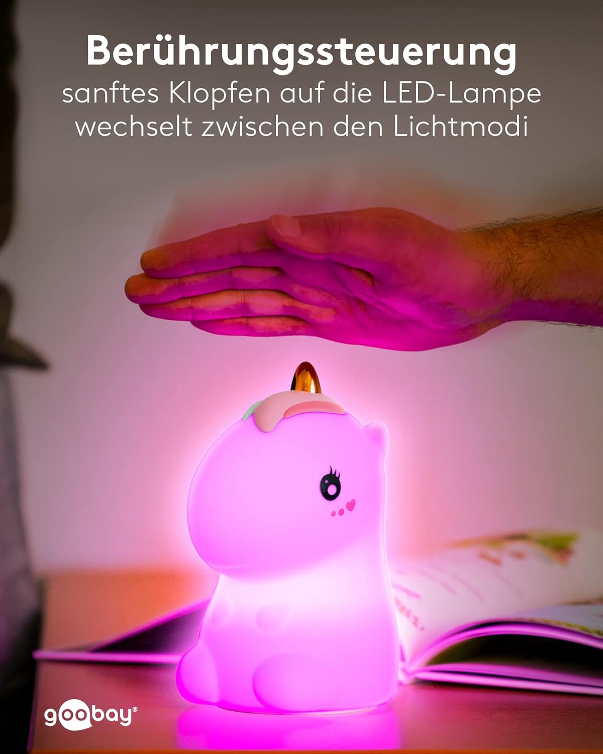 LED Nachtlicht Einhorn/geeignet als Einschlafhilfe, Stilllicht und Kinderzimmer Deko/leuchtet in warmweißem Licht, 7 Farbwechsel und 3 Leuchtmodi