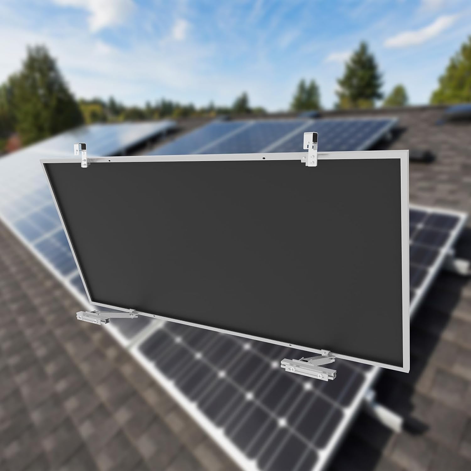 Balkonkraftwerk Halterung, Solarmodul Halterung mit Haken, Halterung für Solarmodule aus Aluminium, Photovoltaik Halterungen, Neigungswinkel 0° & 15-30° für Balkone (Balkonkraftwerk Halterung 1Paar)