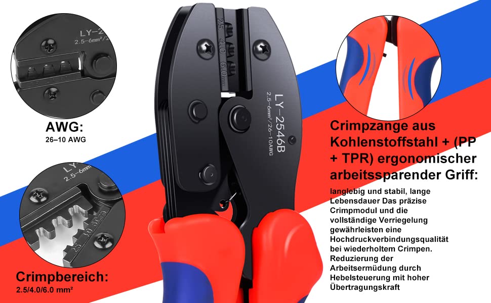 20 Paar Solarstecker Crimpzange Set für 2.5/4/6mm² Solarpanel Kabel, Männlich/Weiblich Photovoltaik Solarpanel Stecker Steckverbinder, Solarpanel Kabel Stecker mit Schraubenschlüssel-43pcs