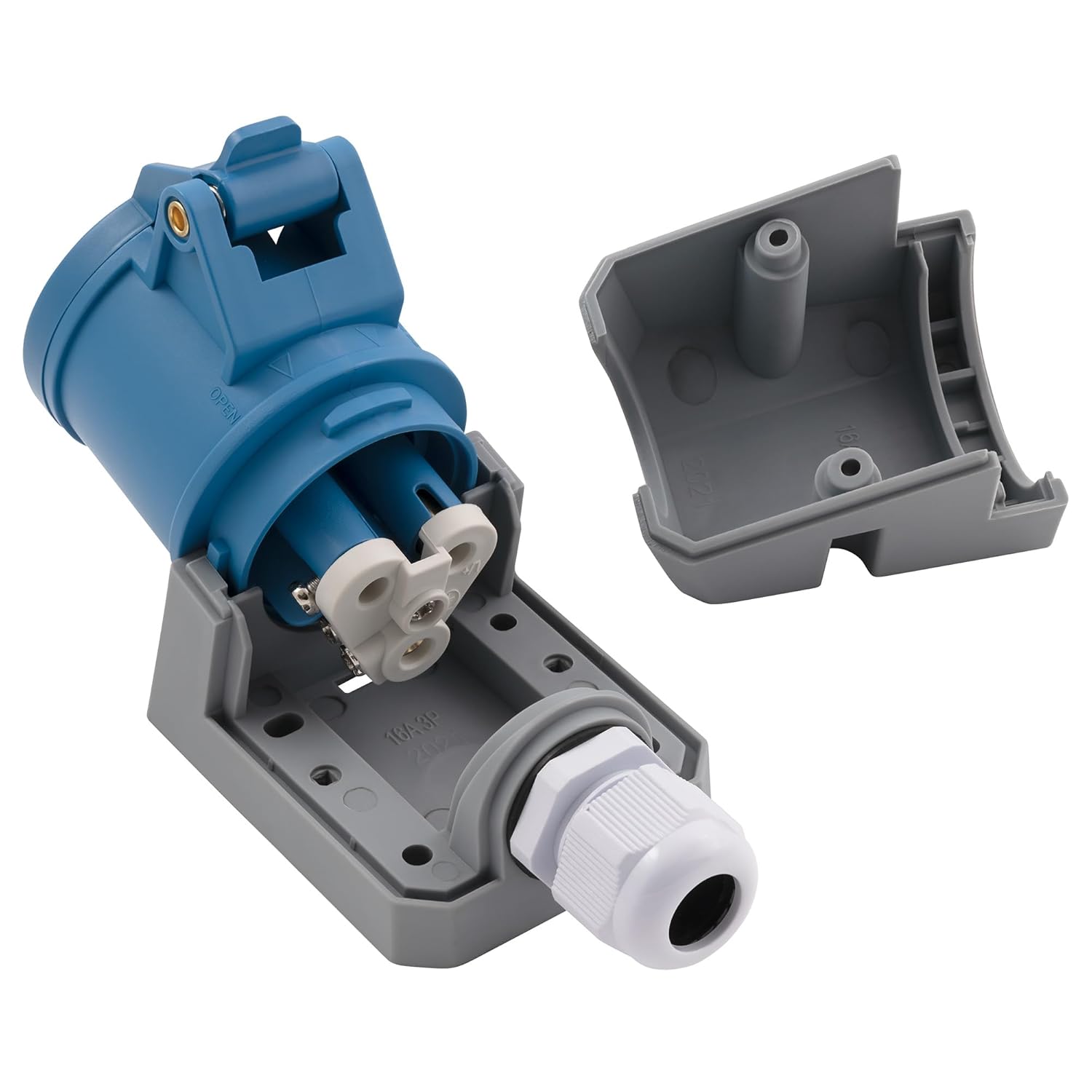 MC POWER CEE Steckdose Wandmontage IP44 Kupplung | 3-polig 250V, 16A Starkstrom Wandsteckdose | Steckdose für Industrie Handwerk Landwirtschaft Campingplatz