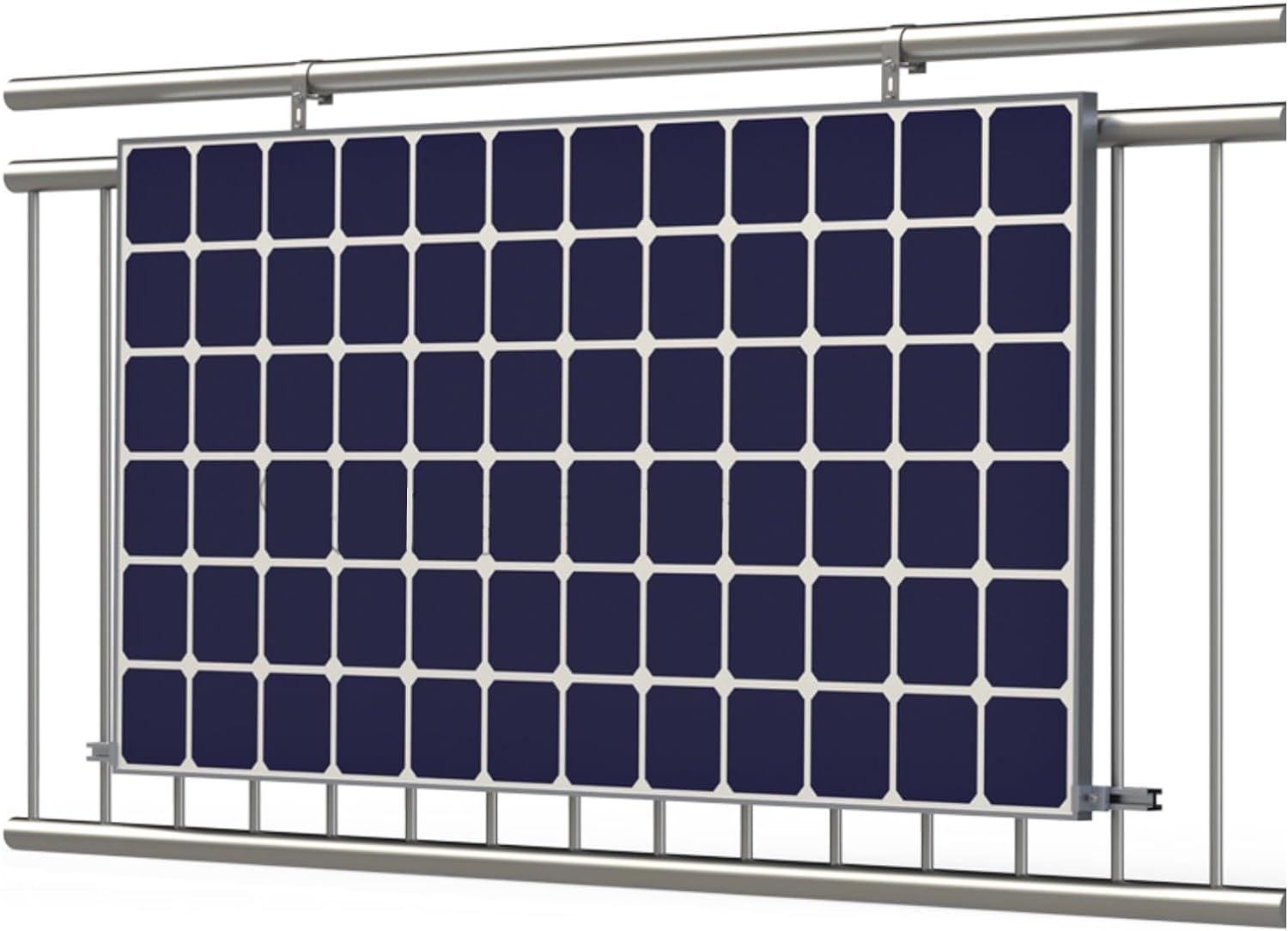 Einfache Balkonkraftwerk Solarmodule Halterung für runde Geländer mit Gummischutz, Befestigung für Solarpanele Photovoltaik am Balkongeländer | Montagset für PV-Module| Neigungswinkel 0° & 15-30°