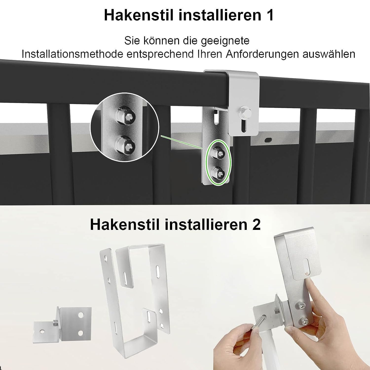 Balkonkraftwerk Halterung, Solarmodul Halterung mit Haken, Halterung für Solarmodule aus Aluminium, Photovoltaik Halterungen, Neigungswinkel 0° & 15-30° für Balkone (Balkonkraftwerk Halterung 1Paar)