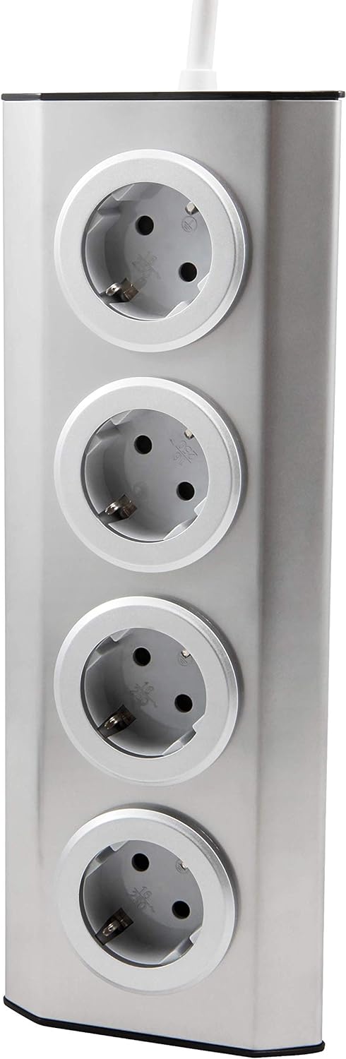 Steckdosenblock McPower ''Premium'' Aufbau, Edelstahl, 4-fach Schutzkontakt