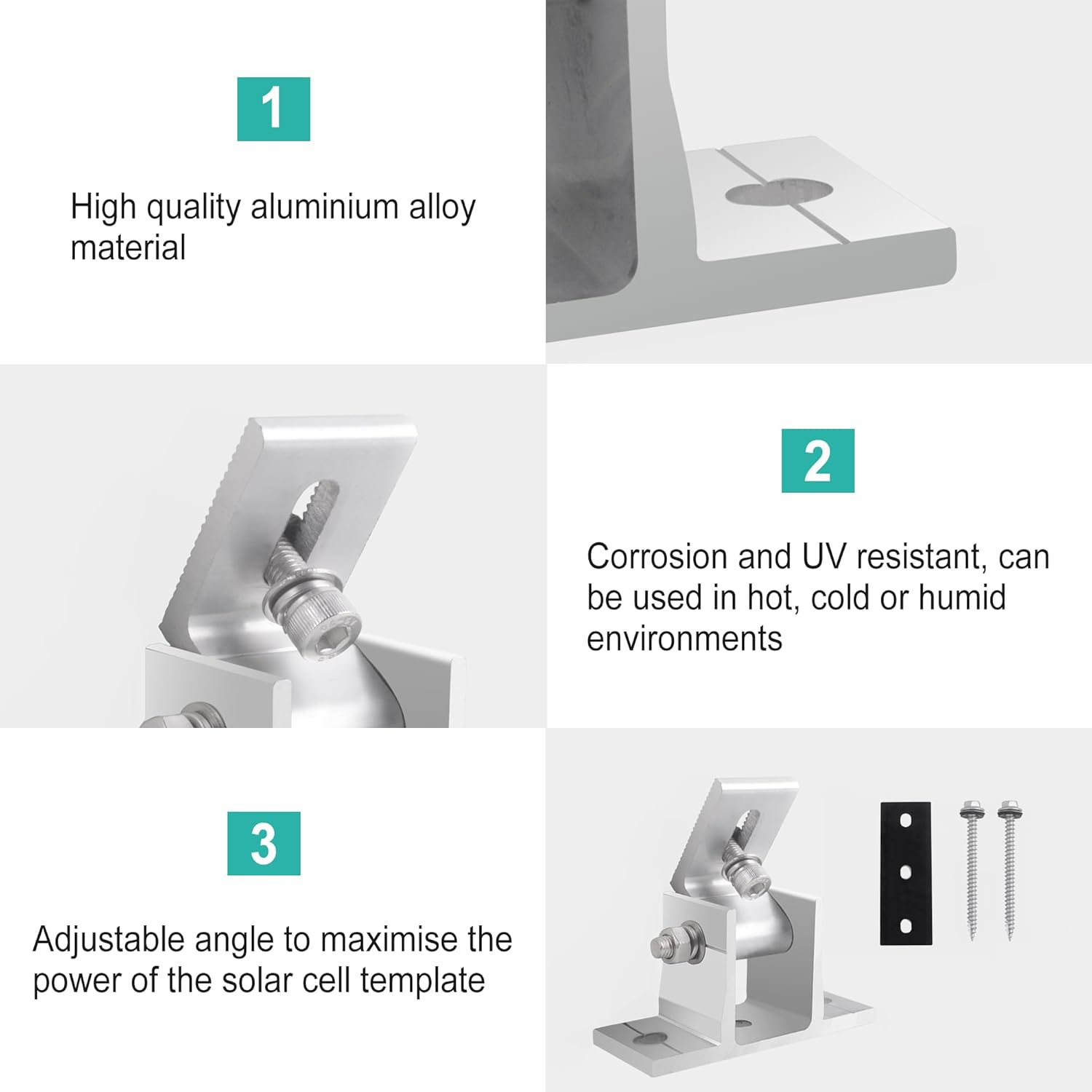 4 Stück Solarmodul Halterung Balkonkraftwerk 10-60° Verstellbar Solarpanel Halterung Universal Befestigung Solarmodul Photovoltaik für Boot Wohnmobil Flachdach