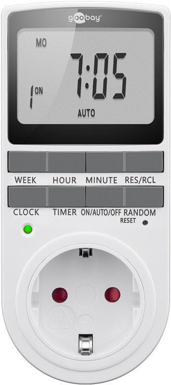 3er-Set Zeitschaltuhr digital mit 16 Programmen - Zeitschaltuhr Steckdose mit Zufallsmodus zum Einbruchschutz - Timer Steckdose inkl. 100 Tage Back-up Akku - 3680W - 230V (AC) - 16A