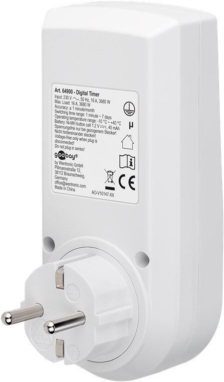 3er-Set Zeitschaltuhr digital mit 16 Programmen - Zeitschaltuhr Steckdose mit Zufallsmodus zum Einbruchschutz - Timer Steckdose inkl. 100 Tage Back-up Akku - 3680W - 230V (AC) - 16A
