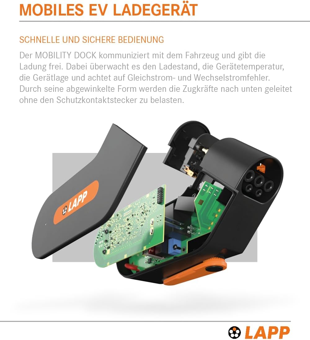 Lapp Mobility Dock Typ UK / Mobiles EV Ladegerät für die Haushaltssteckdose/Notladegerät für E-Autos / Tragbares E-Auto Ladegerät für Unterwegs / Ladegerät für Elektro- und Plug-in / IP44