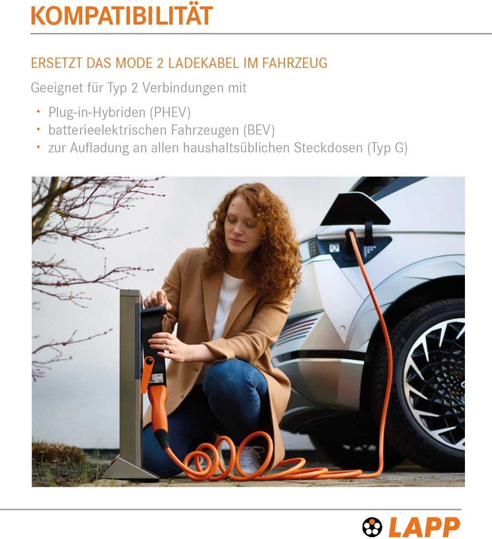 Lapp Mobility Dock Typ UK / Mobiles EV Ladegerät für die Haushaltssteckdose/Notladegerät für E-Autos / Tragbares E-Auto Ladegerät für Unterwegs / Ladegerät für Elektro- und Plug-in / IP44
