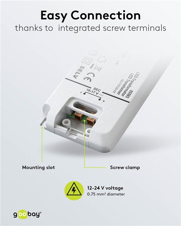 Goobay LED Trafo 700 mA / 12 W / LED Transformator für Konstantstrom / LED Treiber Konstantstromquelle / Transformator Innenbeleuchtung / Netzteil Licht