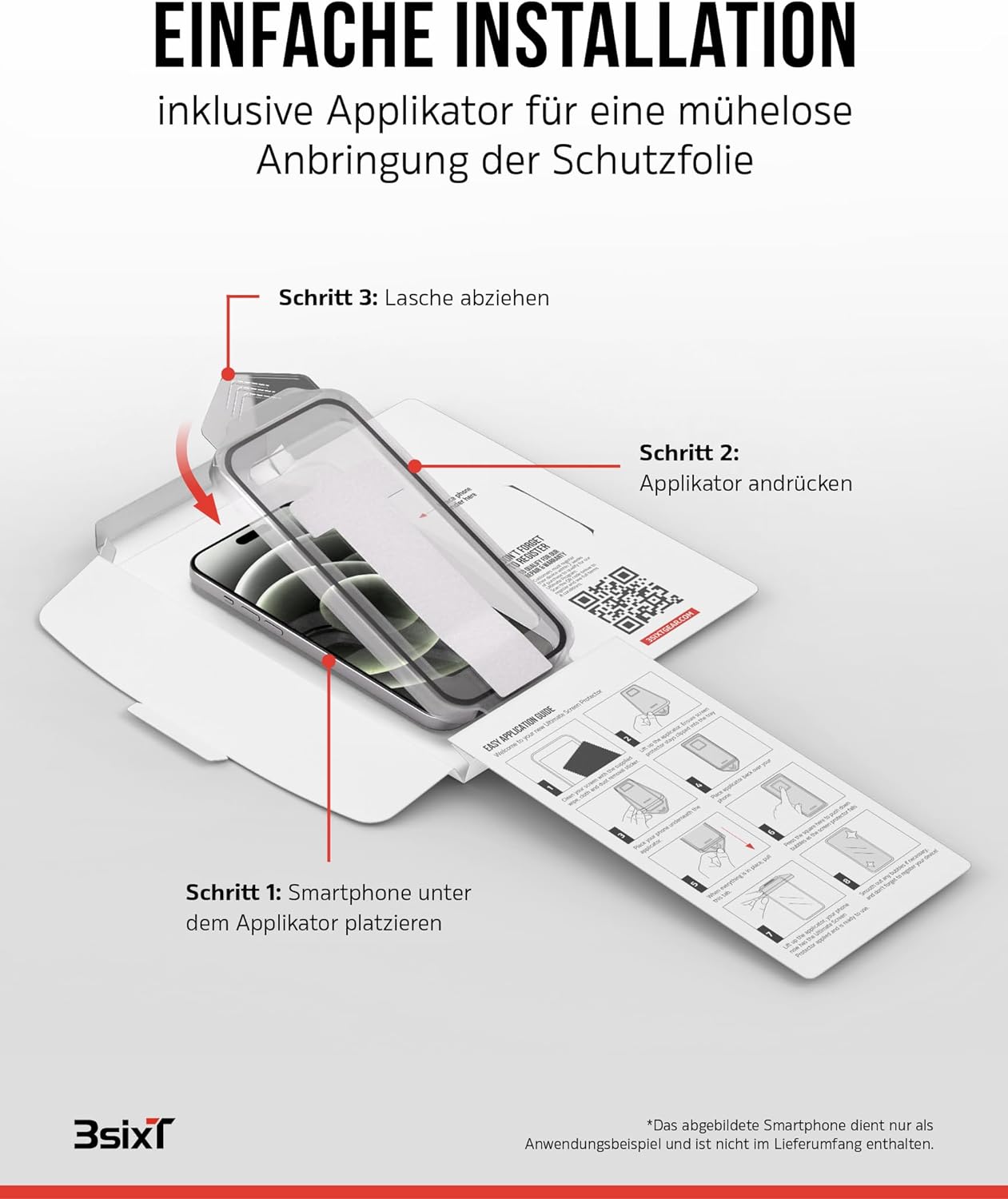 3sixT 65920 3in1 Protection Bundle für iPhone 15 Pro Max/Hülle Displayschutz & Kamera Schutz Set/Inkl. Handyhülle Panzerglas Kamera Protektor stoßfest / 3in1 Hüllen Set