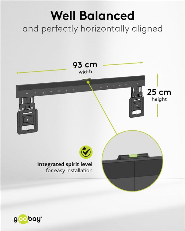 goobay TV-Wandhalterung für Fernseher von 43 bis 100 Zoll (109 – 254 cm), TV Halterung, max. 75 kg, ultraflaches Design mit 9,5 mm Wandabstand