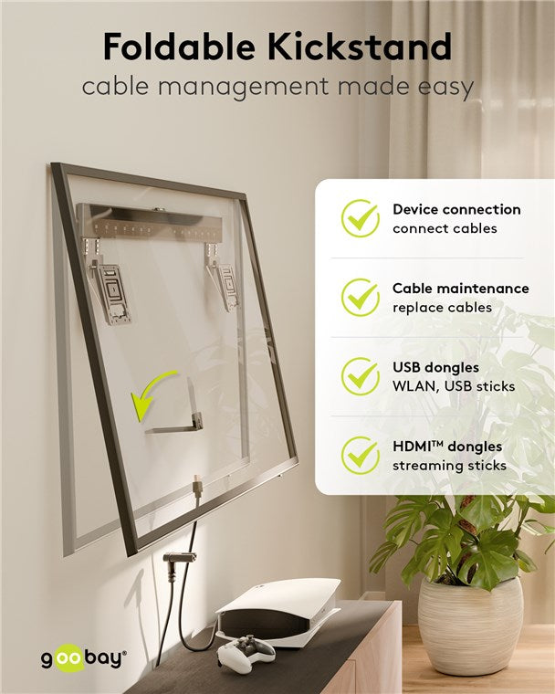 goobay TV-Wandhalterung für Fernseher von 43 bis 100 Zoll (109 – 254 cm), TV Halterung, max. 75 kg, ultraflaches Design mit 9,5 mm Wandabstand
