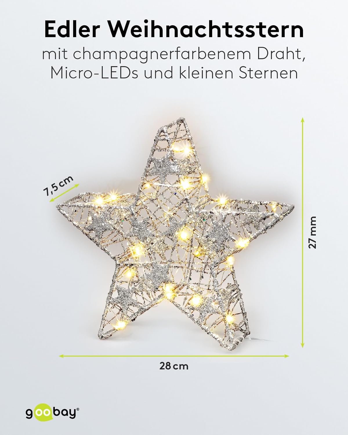LED Drahtstern 3D / Weihnachtsdeko/Weihnachtsstern mit Timer/Integrierte LED Lichterkette/verwendbar als Tischlampe, Deko im Winter und Weihnachten/Beleuchtung batteriebetrieben