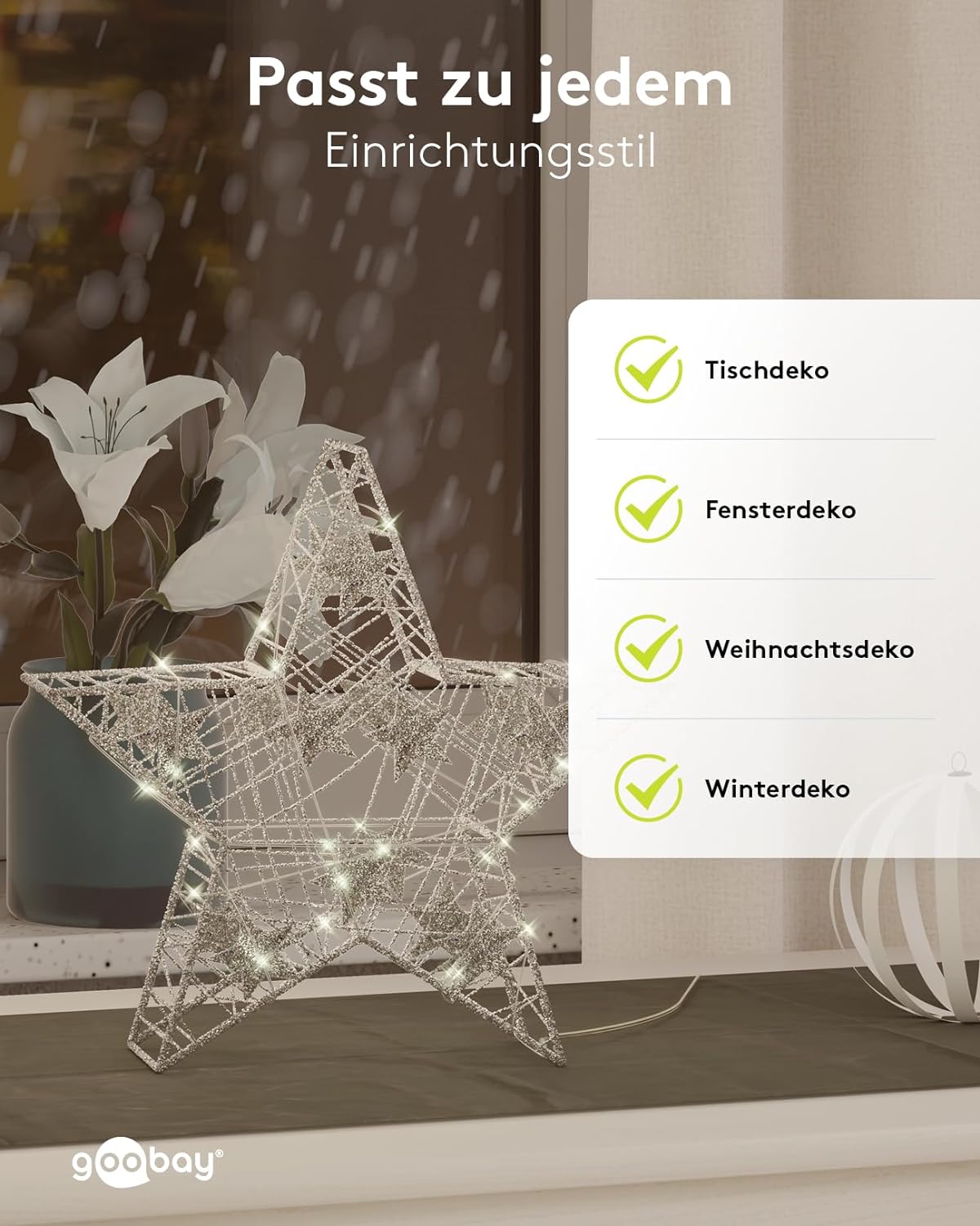 LED Drahtstern 3D / Weihnachtsdeko/Weihnachtsstern mit Timer/Integrierte LED Lichterkette/verwendbar als Tischlampe, Deko im Winter und Weihnachten/Beleuchtung batteriebetrieben