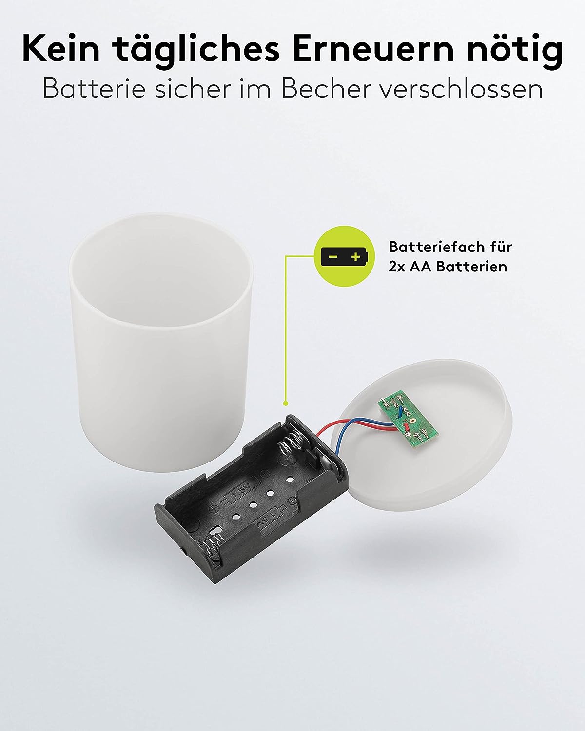 LED Grablicht mit Batterie/LED Grabkerzen Outdoor/Friedhof Kerzen/Grablichter/Ewiges Licht/Grablampe/Rot/Batteriebetrieben 2x AA Mignon (Nicht im Lieferumfang enthalten)