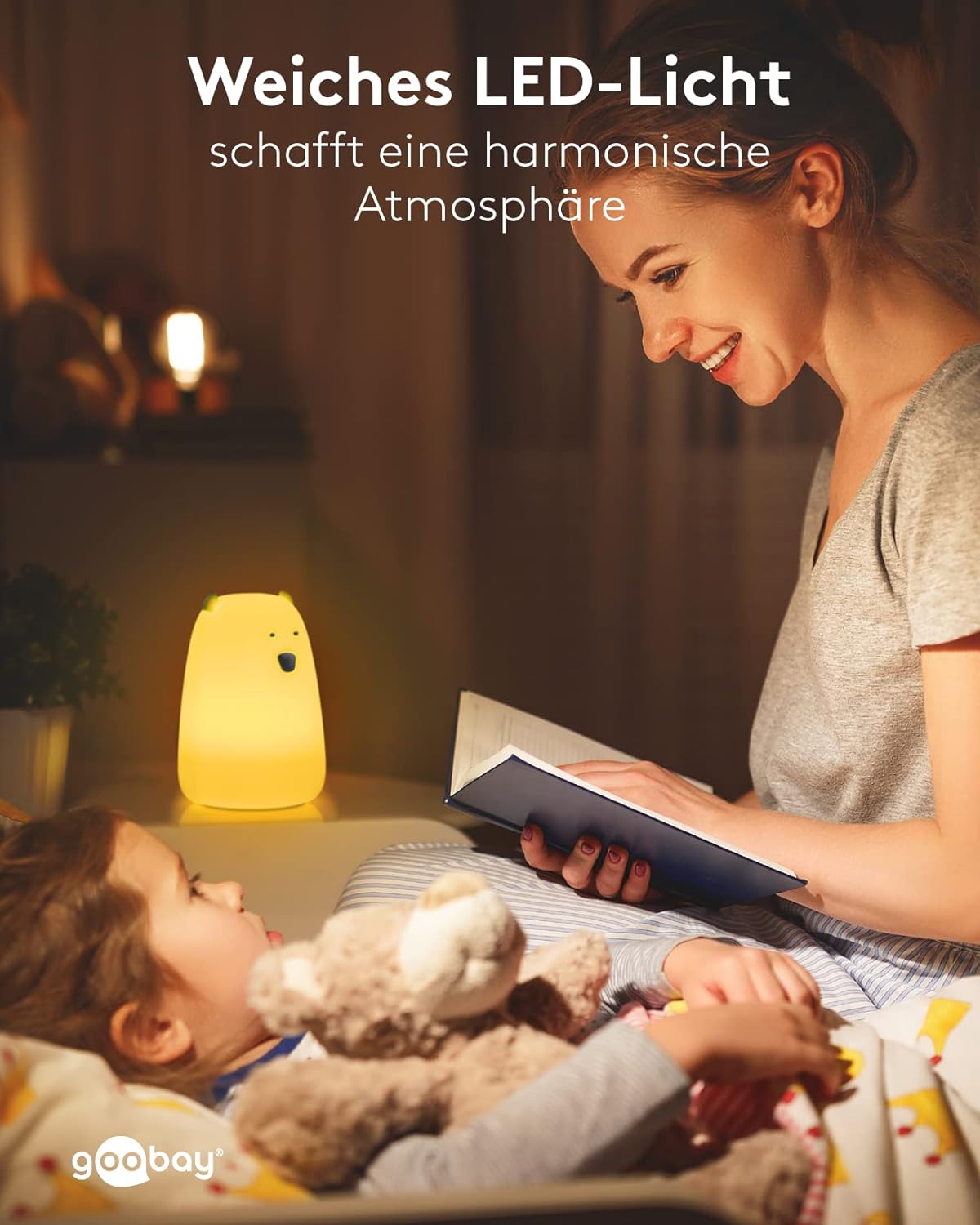 LED Nachtlicht Eisbär/geeignet als Einschlafhilfe, Stilllicht und Kinderzimmer Deko/leuchtet in warmweißem Licht, 7 Farbwechsel und 3 Leuchtmodi