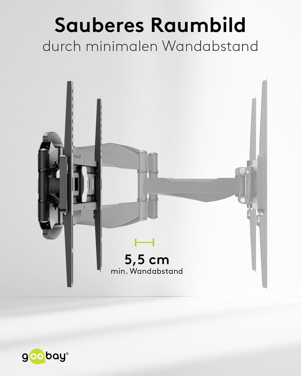 goobay TV-Wandhalterung für Fernseher von 37 bis 80 Zoll (94 – 203 cm), TV Halterung, max. 45 kg, vollbeweglich (schwenkbar und neigbar)