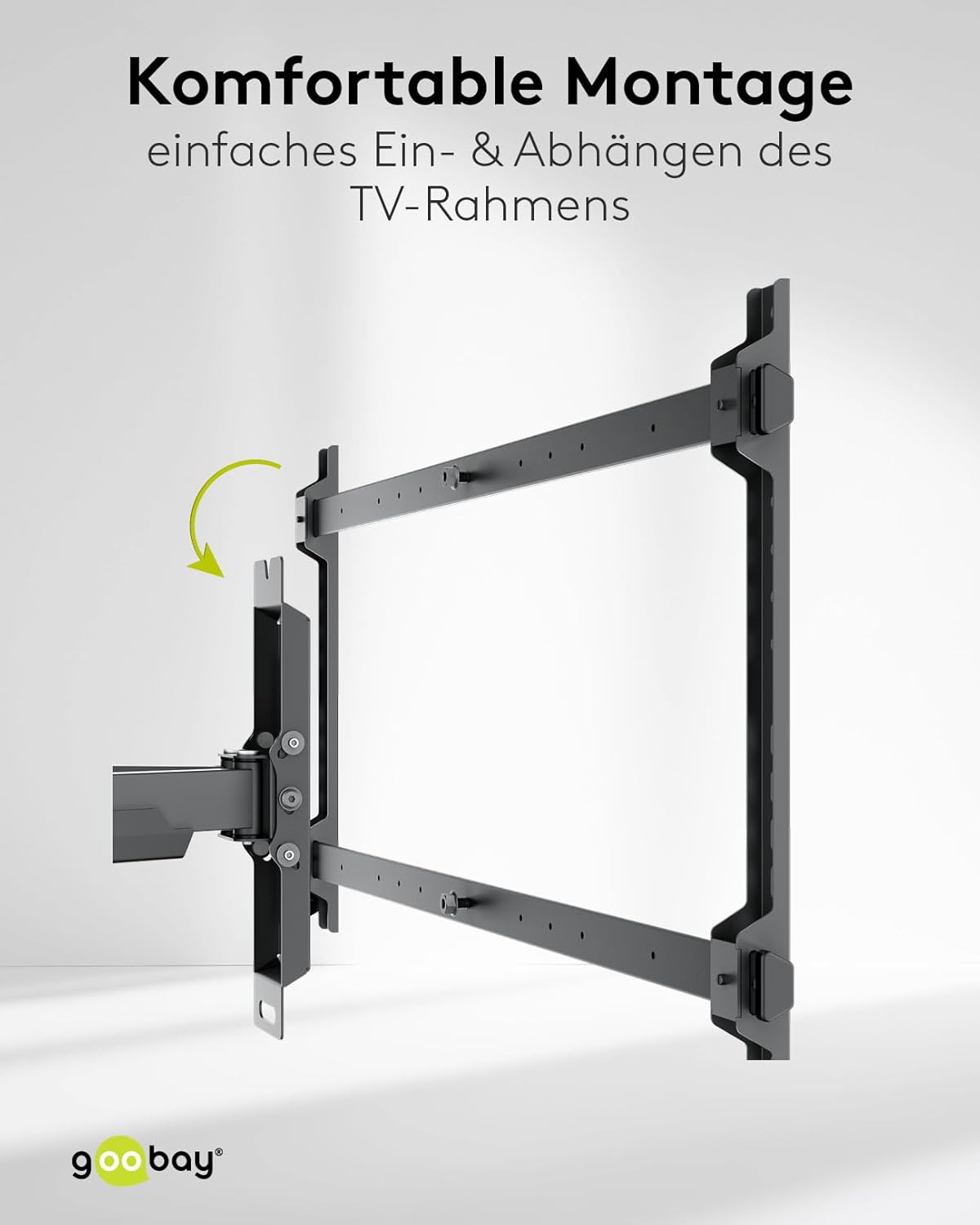 goobay TV-Wandhalterung für Fernseher von 43 bis 90 Zoll (109 – 229 cm), TV Halterung, max. 60 kg, vollbeweglich (schwenkbar, neigbar, seitlich verschiebbar)