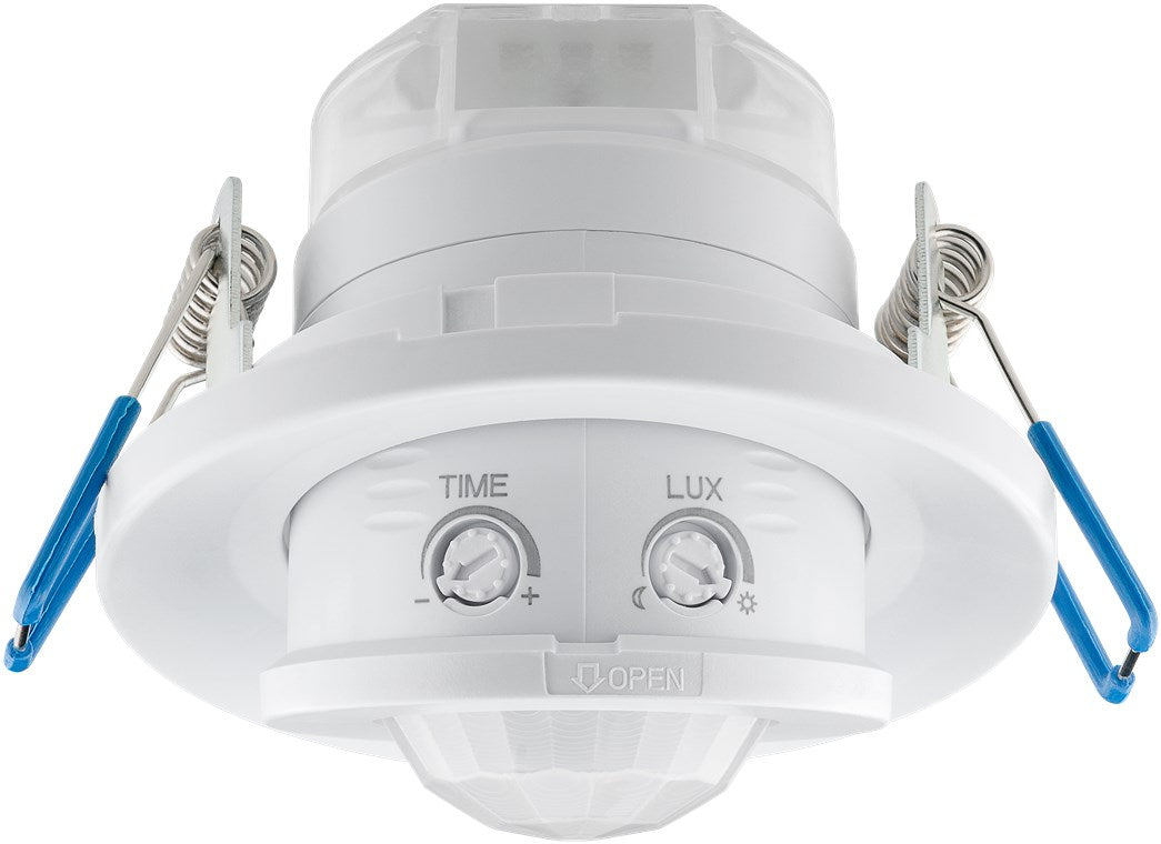 Goobay Infrarot Bewegungsmelder mit Dämmerungssensor Innen 360° PIR Sensor LED Leuchte Unterputz Deckenmontage Einbaubewegungsmelder 8 m Weiß