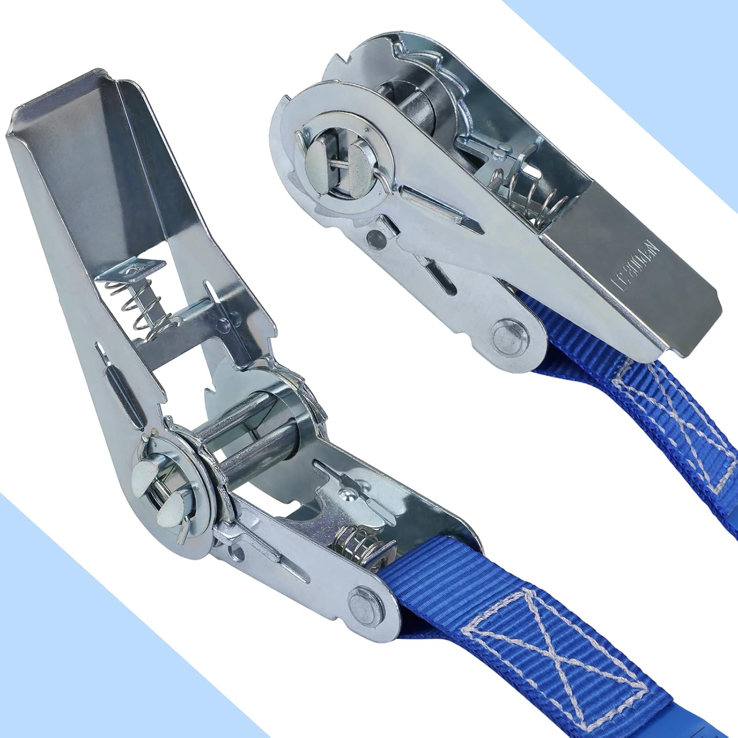 Spanngurt mit Ratsche Zurrgurt 4er Set Ratschengurt DIN EN 12195-2 blau, 25 mm breit - belastbar bis 800 kg, 4er Pack 2.5 cm x 4 m