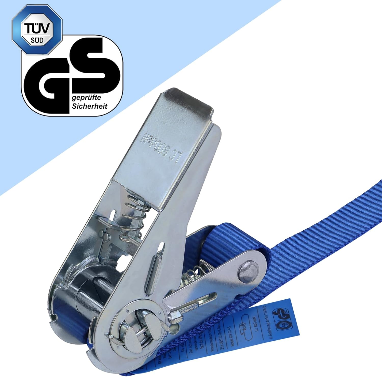 Spanngurt mit Ratsche Zurrgurt 4er Set Ratschengurt DIN EN 12195-2 blau, 25 mm breit - belastbar bis 800 kg, 4er Pack 2.5 cm x 6 m