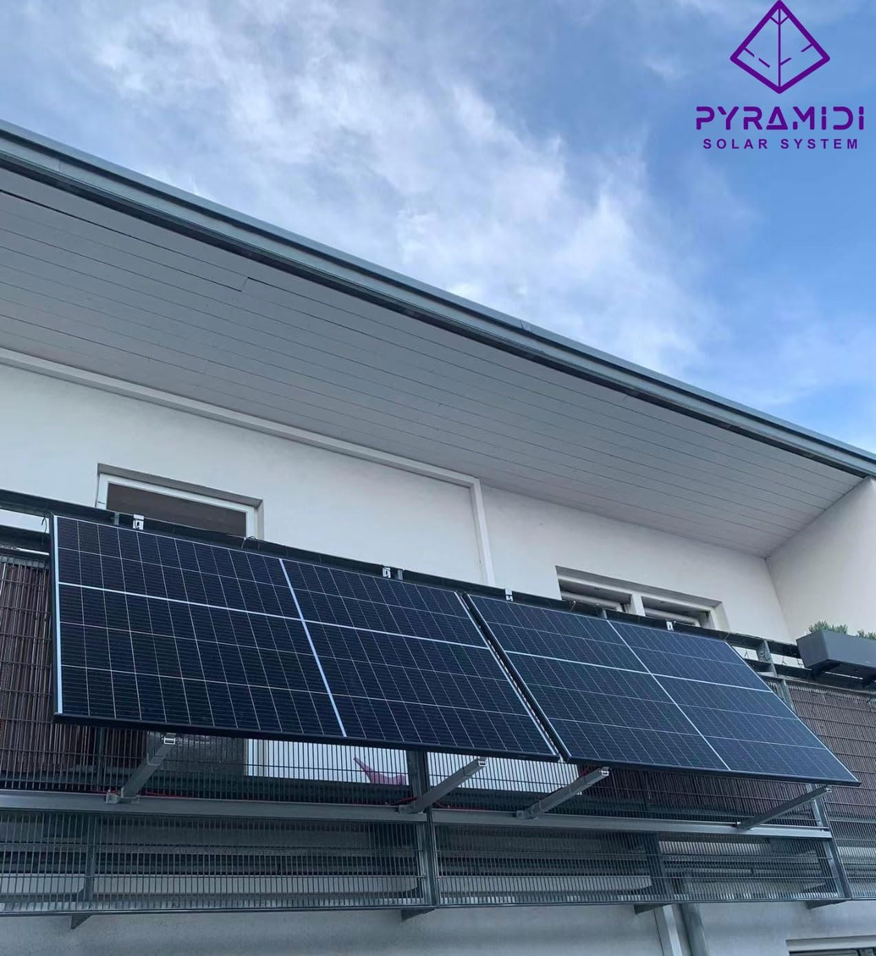 Einfache Balkonkraftwerk Solarmodule Halterung für runde Geländer mit Gummischutz, Befestigung für Solarpanele Photovoltaik am Balkongeländer | Montagset für PV-Module| Neigungswinkel 0° & 15-30°