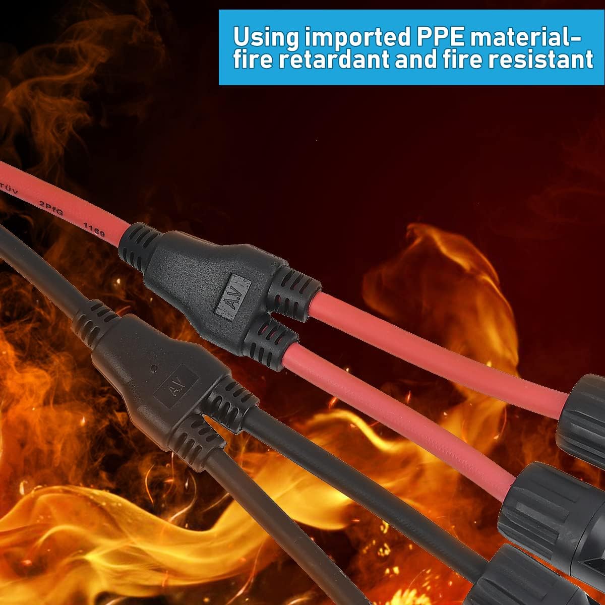 2 Paar Solarkabel Y-Verteiler Solarpanel-Kabel MMF+FFM für Parallel-Photovoltaik-Anschluss, Solarpanel Stecker Solaranschluss Y-Zweig Paralleladapter, 2 Rot + 2 Schwarz